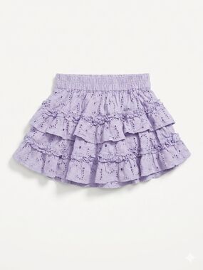 Cake For Dinner Lagrange Eyelet Ruffle Lavender Cotton Mini Skirt